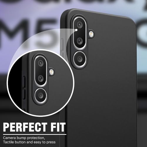 Image of WOW IMAGINE Back Cover for Samsung Galaxy M56 5G | Galaxy F56 5G | Ultra Slim Soft Rubberised Case | Inner Velvet Fabric | Matte Silicone Flexible Mobile Case | Camera Protection - Black