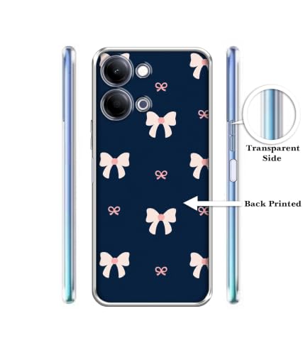 Image of Navy Bow Charm Printed Silicon Soft TPU Back Case Cover Compatible with Vivo Y05 5G / Y11 5G / Y21 5G