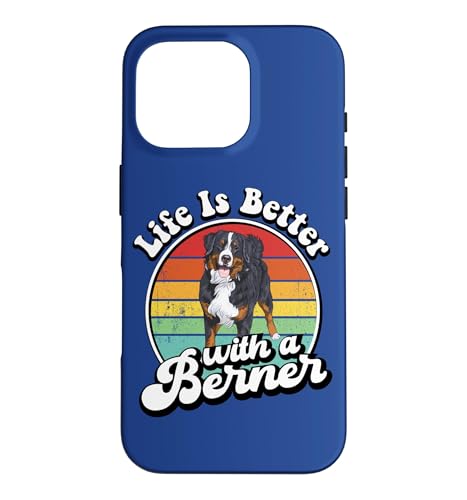 Retro Vintage Girl Life Is Better Bernese Mountain Dog Lover �X�}�z�P�[�X iPhone 16 Pro �p