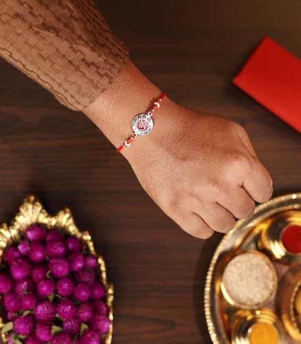 Image of Gargi by P.N. Gadgil and Sons 925 Silver | Om Rakhi | Gifts for Men and Boys | Rakshabandhan Rakhi for Brother | Rakhi for Boys & Men With Certificate of Authenticity