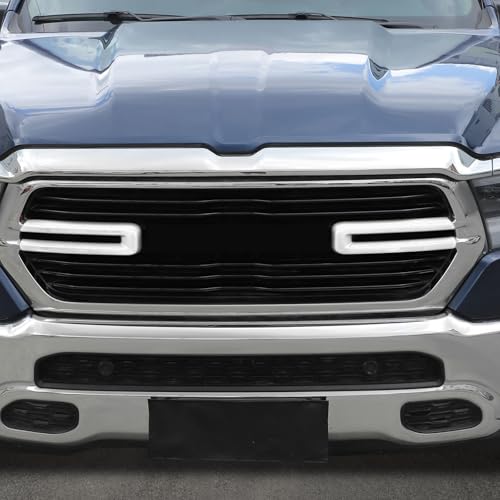 Image of Jimen Compatible with Dodge Ram 2018-2025, 2PCS Front Grille Cover Exterior Trim Accessories (White)
