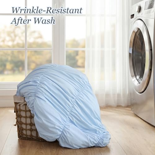 Image of weigelia Cinched Comforter Set Full - Soft Ruched Bedding Set, 3PCS Light Blue All-Season Fluffy Lightweight Comforter with Pillowcases for Bedroom, Apartment & Dorm Decor