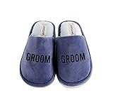 Varsany Pantuflas de fiesta nupcial, despedida de soltera, boda, diamantes de imitación, punta cerrada, hotel, luna de miel, talla única, pantuflas de novia rosa, Navy, Talla única