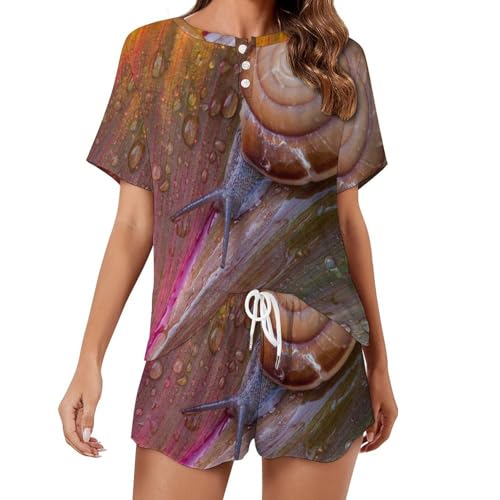 Pyjama pour femme ensemble escargot manches courtes de nuit