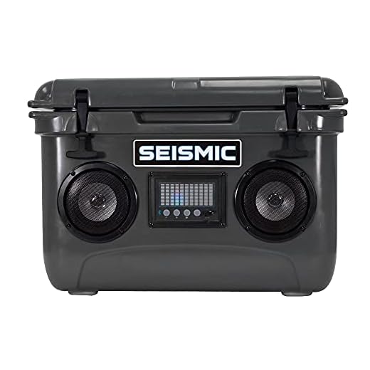 Seismic Audio - SC37WS-Grey - 37 Quart Grey Hard Cooler Box with Built-in Bluetooth Speakers