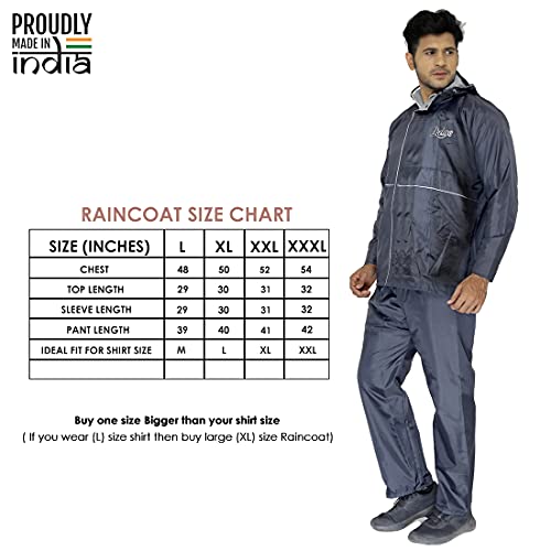 Image of THE CLOWNFISH Polyester One Standard Length Raincoat For Men Reversible Waterproof Bike Double Layer With Hood And Reflector Logo At Back Night Travelling Deluxe Series