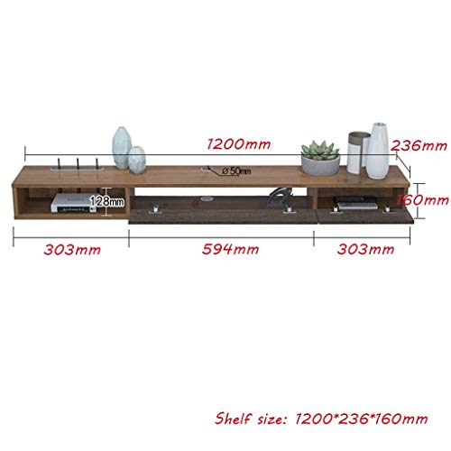 YYHSND Wall-Mounted TV Rack Shelf Cabinet Media Entertainment Console Game Shelving Unit with 3 Drawers Home Furniture Wall Mount Shelf (Color : Gray+Brown, Size : 120cm)