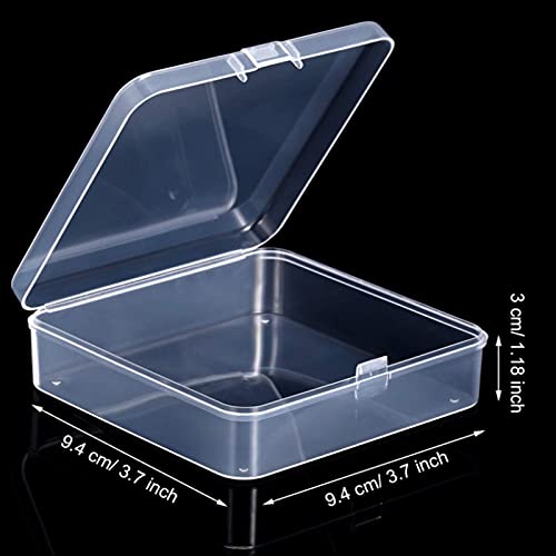 Image of 6 Pieces Mini Plastic Clear Beads Storage Containers Box for Collecting Small Items, Beads, Jewelry, Business Cards, Game Pieces, Crafts (3.7 x 3.7 x 1.18 Inch)