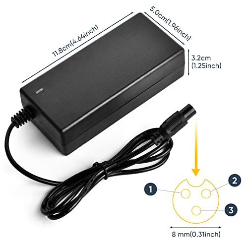 42V 2A Battery Charger 3 Prong Inline Connector Universal Power Supply Adapter For 36V Lithium Battery, 36V Pocket Mod, 36Volts Sports Mod Power Supply Adapter #TOP6