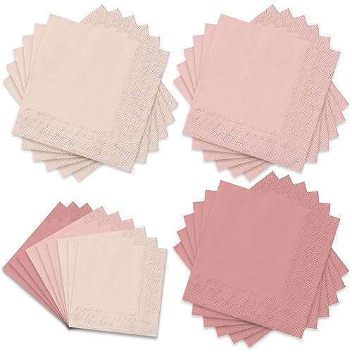 Serviettes en papier rose pêche Whaline jetables de 16.5 cm pour table fête lot de 60