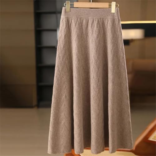 Women's Solid Loose Knit Wool A-Line Long Skirt Fashion High-Waist Knitted Sweater Skirt4