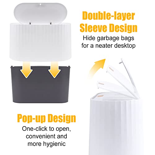 Shaidojio Mini Trash Can With Lid, Desktop Trash Cans, Removable Small Garbage Can With 90Pcs Trash Bags, Pop Up Tiny Countertop Trash Bin For Desk Office, Bedroom, Bathroom, Vanity (Green) #TOP3