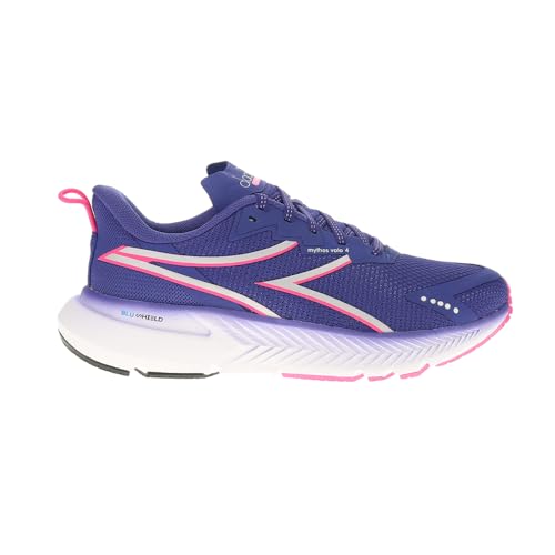 Diadora Womens Mythos Blushield Volo 4 Running Sneakers Shoes - Blue, Pink, White