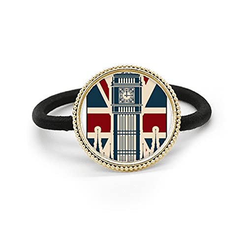 Tocado de metal plata con grabado Union Jack y Big Ben de alta calidad