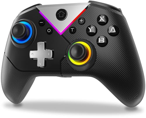 Switch コントローラー 連射ホールド Switch1/2代对応 スイッチ プロコン マクロ機能 TURBO自動連射機能 6軸ジャイロセンサー搭載 4階段HD振動 背面ボタン付き 11色RGBライト ゼロ遅延 無線接続 1000mAh大容量 Switch全世代に対応/PC/Android/iOSにも対応 日本語取扱説明書付き