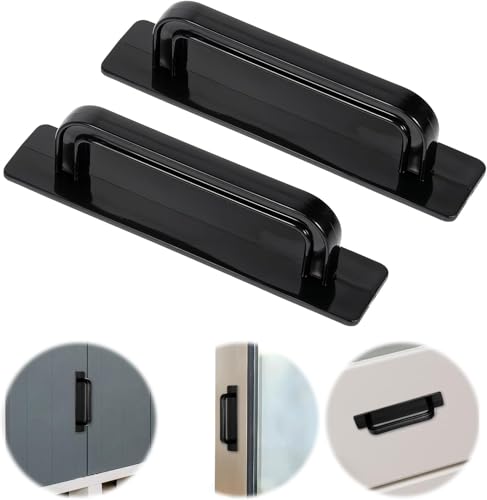 Image of Adhesive Cabinet Handles, Self-Stick Instant Cabinet Handles Alloy No Drilling Push Pull Handles Helper for Kitchen Cabinet Drawer Window Sliding Closet (Plastic Big, 4 Pcs)