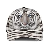 Uomo Donna Tappo Sportivo Cappellini da Baseball Casual Visiera Baseball Cappellino Tigre Bianca, Bellissimo Motivo A Strisce di Tigre Bianca del Bengala Animale, Fantastici Regali di Tigre