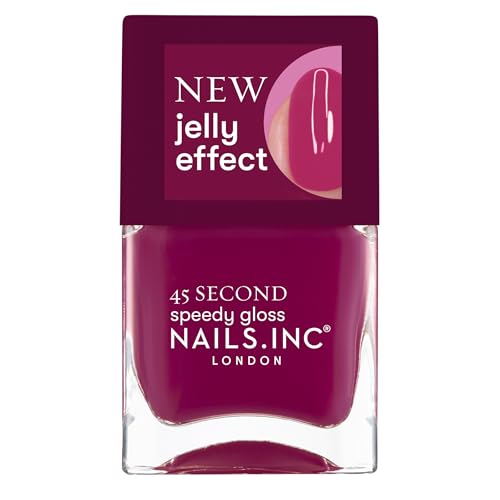 Nails Inc Ready To Jelly Sheer Berry Fast Drying Long Lasting High Shine Chip Resistant Translucent Effect Air Dry Manicure Cruelty Free See Through Nail Polish Amelia 0.47 Fl Oz