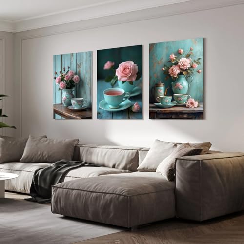 Tableau esthetique lot de 3 posters Boho Plante encadres rose 30x45cm - 2