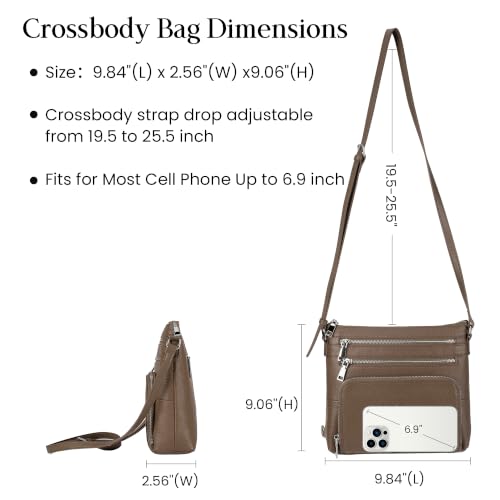 Image of befen Genuine Leather Crossbody Bags for Women, Anti-Theft Shoulder Purse with Built in RFID Wallet for Travel