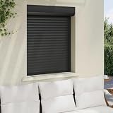 Teenpull Tapparella antracite in alluminio e poliuretano, 80 x 100 cm, con binario di guida e accessori di montaggio, per finestre, facciata, protezione dagli sguardi indiscreti e protezione solare