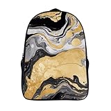 NWTRK ブラック ゴールデン マーブル インク バックパック メンズ レディース ノートパソコン バックパック 軽量 カジュアル 旅行 デイパック ビジネス ウィークエンダー バッグ
