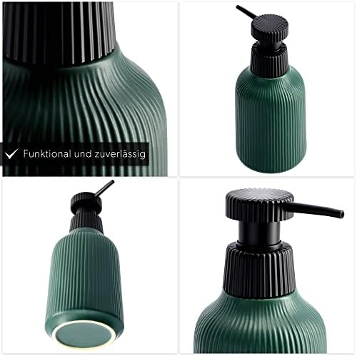 KADAX Soap Dispenser with Pump, Ceramic Matte Lotion Dispenser for Liquid Soap, Refillable Soap Bottle, Capacity Dispenser for Bathroom, Kitchen, Liquid Soap Dispenser, Soap Jar (green)