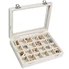 Vicoter Velvet Jewelry Box 24 Grid Jewelry Ring Display Organizer Box Tray