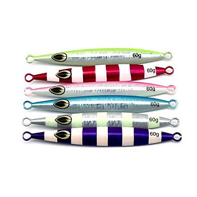 6 pcs en métal plomb appâts durs 12.3 cm 60 g Leurres de pêche Couleurs aléatoires