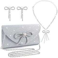 Bow Sparkly Silver With a Necklace