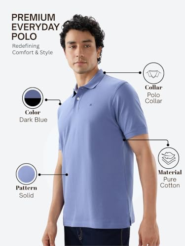Image of Raymond Men Slim Fit Solid Pattern Pure Cotton Half Sleeve Polo Neck Casual T-Shirt