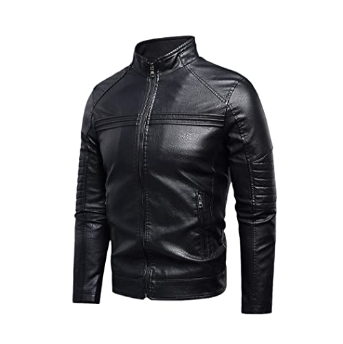 Veste en cuir synthétique homme casual vintage noir S idéale pour vos sorties