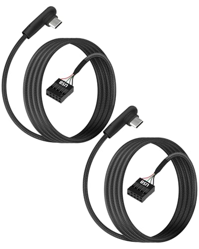 YANBORONSN Kabel adaptera 9-pinowego nagłówka płyty głównej na USB C, kabel USB C męski 90 stopni na żeński 9-pinowy kabel płyty głównej do obudowy (2 sztuki, 0,6 m)