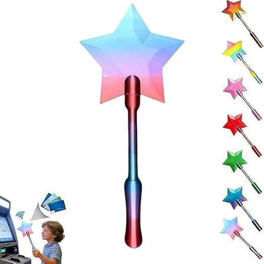 Credit Card Wand, 3D Printed Wand Taps To Pay, Star Magic Wands Contactless Payment Card Holder, Contactless Payment Cards Holder for Kids Teens Adults Cosplay Magicians Performers (Pink Blue)