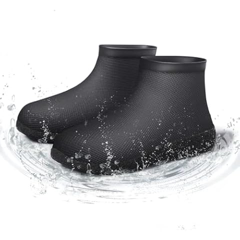 LESOVI Waterproof Shoe Covers Upgraded,Rain Shoe Covers Reusable Silicone Non Slip Shoe Covers for Outdoor,Rain Shoe Covers for Women and Men (Black, XX-Large) Cover
