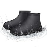 LESOVI Waterproof Shoe Covers Upgraded,Rain Shoe Covers Reusable Silicone Non Slip Shoe Covers for Outdoor,Rain Shoe Covers for Women and Men (Black, X-Large)