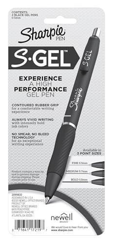 Sharpie S-Gel Pens | Fine Point 0.5mm | Black Ink | Pack of 4 | Retractable Gel Pens | Comfort Grip - Image 8