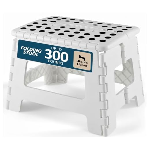 Utopia Home Folding Step Stool - (Pack of 1) Foot Stool with 9 Inch Height - Holds Up to 300 lbs - Lightweight Plastic Foldable Step Stool for Kids, Kitchen, Bathroom & Living Room (White)