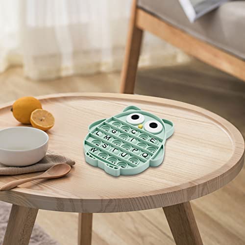 Push Pop Bubble Fidget Sensory Toy, Silicone Stress Relief Popping Toy, Abc Alphabet Owl Shaped Educational Learning Tools For Toddlers Kids Students (Black Letters-Green) #TOP5