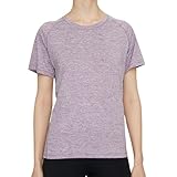 SHEKINI Camiseta deportiva de manga corta para mujer, para entrenamiento, gimnasio, cuello redondo, ajuste holgado, camiseta de verano para correr, Morado (, M