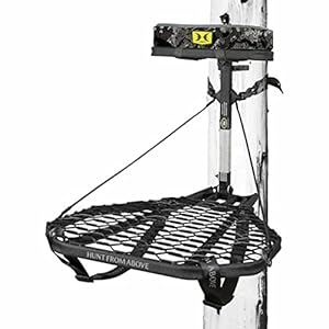 Hawk Mega Combat Hang On Tree Stand, Deer Stand with 24 x 30″ Saddle Hunting Platform, Memory Foam Seat, & Safety Harness System