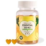 Gomicare - Gominolle D3 e K2 con 250 mg di Calcio - 1000 UI - Adatto ai bambini - 60 Gominole - Senza zucchero - Senza glutine - Vitamine per il sistema immunitario e difese - Muscoli, Ossa