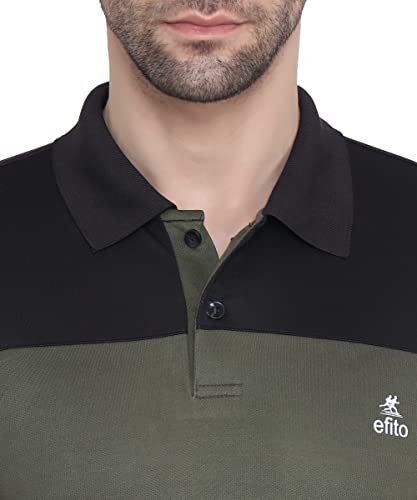 Image of Mens Polo Tshirt for Gym | Dual Tone Colour | Polyster Blended (XL, Olive Green)