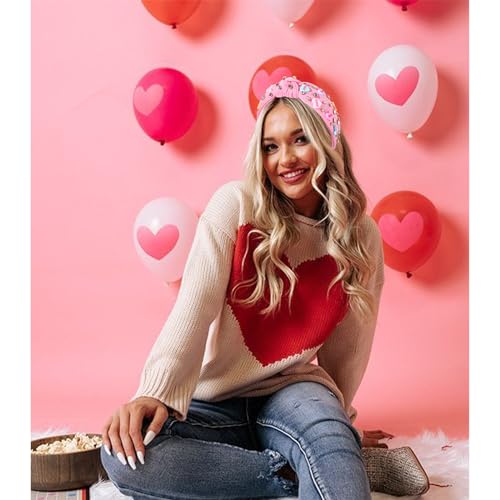 CEALXHENY Valentine's Day Headband for Women XOXO Love Massage Heart Headband Red Pink (1 Count) - Image 4