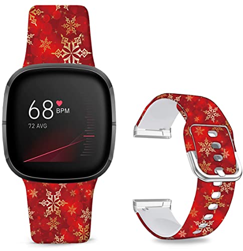 Sjiangqiao Fitbit Sense/Versa 3�p�o���h�X�e�b�` �\�t�g�V���R�����b�h�X�m�[�t���[�N �N���X�}�X�o���h ���u���[�X�^�C�� �����p�X�|�[�c�X�g���b�v Sense Versa 3 �����Y ���f�B�[�X (���b�h�N���X�}�X)