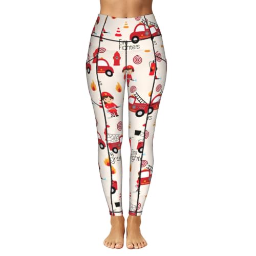 Mallas de yoga mujer estampado bombero pantalones deportivos elásticos que no transparentan 2