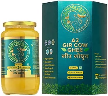 GirOrganic Grass Fed A2 Ghee| Clarified Butter (32 Oz) - Unsalted Gir Cow Ghee Butter - Organic Ghee Oil - Pasture Raised, Lactose-Free 32 Oz