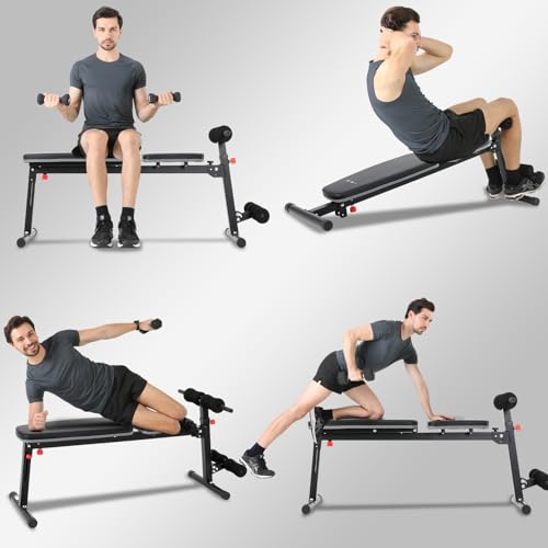 ISE Banco Musculación Plegable con Respaldo Reclinable de 5 Posiciones, Banco Abdominales y musculacion, Banco Pesas Musculación Banco Reclinable Inclinable, Banco Plano,Banco De Musculacion MAX 150KG - imagen 5
