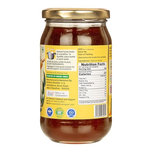 Image of Shiva Organic Raw Eucalyptus Honey 500g | 100% Pure NMR Tested | Raw and Unprocessed