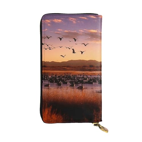 Portefeuille en cuir pour femme style refuge de la faune et haute capacité
